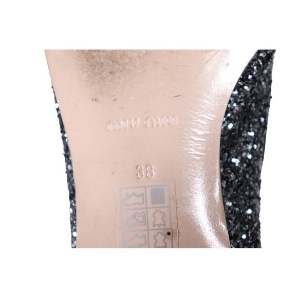 Miu Miu Women's US 7/EUR 38 Silver Ardesia Glitter Tassel Smoking Flat Loafers - Picture 7 of 9